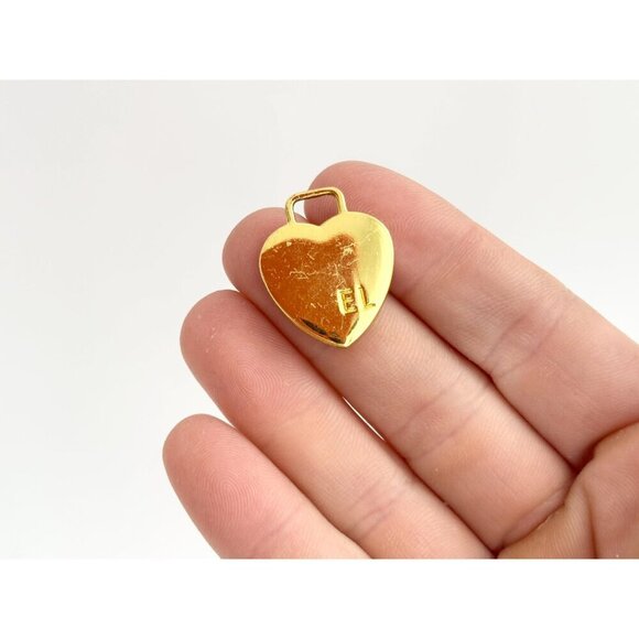 Gold T Minimalist Heart Vintage Love Pendant | Charm | Trinket - "EL" Carved - Picture 2 of 10